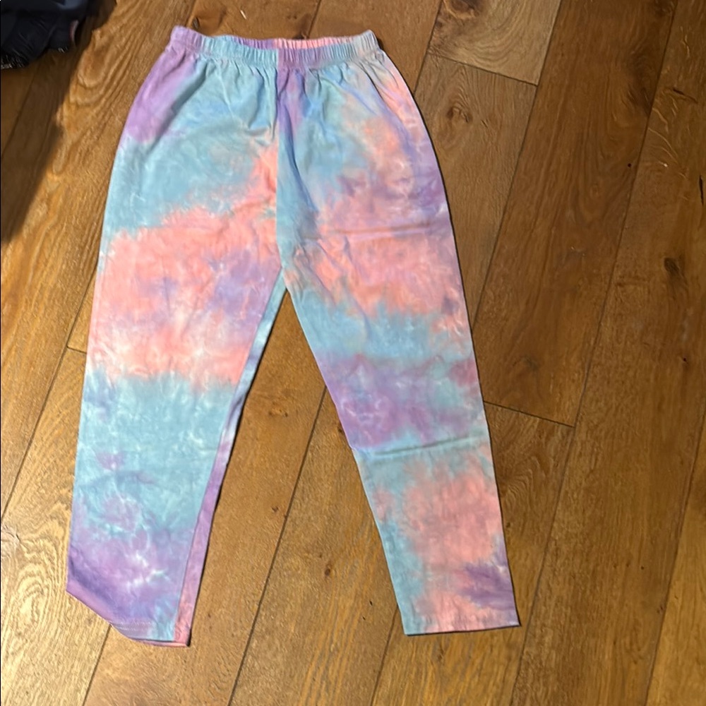 Dreamy Pink and Blue Tie-Dye Sweatpants with Tapered Ankles